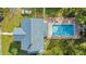 Aerial view of house and pool from above at 907 Cornelia Ave, Lakeland, FL 33803