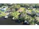 Aerial view of the waterway neighborhood with private docks and lush landscaping at 9650 W Lake Marion Rd, Haines City, FL 33844