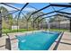 Inviting screened-in pool with fountain feature at 222 Rod Ln, Davenport, FL 33837