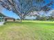 A large tree enhances the green lawn backyard with golf carts visible in the distance at 579 Saint Andrews Rd, Winter Haven, FL 33884