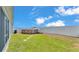The backyard has a well-maintained lawn, privacy fence and an above ground pool, perfect for outdoor enjoyment at 566 Valentina Ln, Auburndale, FL 33823