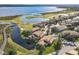 Scenic aerial view of homes nestled along waterways and a golf course, offering a picturesque community setting at 4101 Limerick Dr, Lake Wales, FL 33859