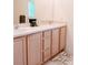 Bathroom vanity with double sinks, framed cabinets, and light countertop at 4101 Limerick Dr, Lake Wales, FL 33859