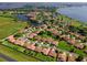 Wide aerial shot featuring a well-planned community with beautiful landscaping and access to serene lakes and waterways at 802 Magnolia Pl, Winter Haven, FL 33884