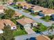 Single-story house with a green lawn and driveway, aerial view at 4076 Tralee Dr, Lake Wales, FL 33859