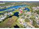 Aerial view showing home's location near lake at 1143 Waterview Pt, Lakeland, FL 33801