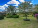 Landscaped backyard with lush greenery and trees at 221 Mclean Pt, Winter Haven, FL 33884