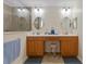 Updated bathroom with double vanity and a large walk-in shower at 4068 Carteret Dr, Winter Haven, FL 33884