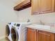 Bright laundry room, complete with cabinets, sink, and modern washer/dryer set at 2683 Wyndsor Oaks Way, Winter Haven, FL 33884