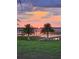 Peaceful sunset view over the lake, framed by palm trees at 3340 Crump Rd, Winter Haven, FL 33881