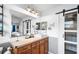 Modern bathroom with a stylish vanity and barn door at 3457 Raleigh Dr, Winter Haven, FL 33884