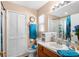 Well-maintained bathroom featuring a shower and updated vanity at 426 Allison Ave, Davenport, FL 33897