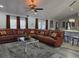 Relaxing living room with a brown leather sectional and a coffee table at 437 Grand Reserve Dr, Davenport, FL 33837