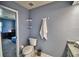 Simple bathroom with toilet and shower at 2119 Kirkland Lake Dr, Auburndale, FL 33823