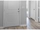 Hallway shows white doors and baseboards with hardwood floors throughout at 264 Spirit Landings Cir, Winter Haven, FL 33880