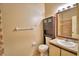 Bathroom with single vanity, toilet, and shower/tub combo at 608 Sweet Bay Cir, Winter Haven, FL 33884