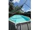 Above ground pool with a partial cover surrounded by lush greenery, perfect for summer relaxation at 1330 Skyview Blvd, Lakeland, FL 33801
