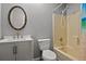 Clean bathroom with a shower/tub combo and vanity at 1406 Chamberlain Loop, Lake Wales, FL 33853