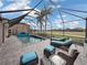 Enjoy the screened-in pool and patio overlooking a golf course at 4240 Dunmore Dr, Lake Wales, FL 33859
