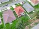 Bird's eye view of the backyard with trampoline and neighboring houses in a suburban neighborhood at 3526 Warbler Way, Kissimmee, FL 34746
