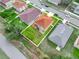 Aerial view of home featuring fenced backyard and mature trees at 3526 Warbler Way, Kissimmee, FL 34746