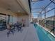 Relax in this lanai with a view of the pool, great seating area and private backyard at 4033 Phoenician Way, Winter Haven, FL 33884
