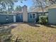 Spacious backyard with mature trees, a brick chimney, and potential for outdoor living at 618 Chester Dr, Lakeland, FL 33803