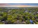 Aerial view of a neighborhood near a lake, surrounded by lush greenery and trees at 907 Vistabula St, Lakeland, FL 33801