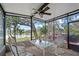 Relax on this screened patio with beautiful lake views, perfect for outdoor dining and enjoyment at 128 Lake Ring Dr, Winter Haven, FL 33884