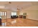 Bright living room featuring hardwood floors, a fireplace, and abundant natural light at 151 W Hamlin Trl, Frostproof, FL 33843