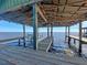 Water view from inside a covered boat dock featuring hoists and wooden supports at 3943 Chambers St, Lake Wales, FL 33898