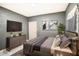 Bedroom with a large bed, modern decor, and a wall-mounted TV at 1325 4Th Ne St, Winter Haven, FL 33881
