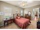Cozy bedroom featuring neutral walls, carpet flooring, a ceiling fan, and natural light from the windows at 1336 Oakmont Dr, Winter Haven, FL 33884