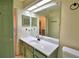 Bright bathroom featuring a single sink with a large mirror and updated cabinetry at 1412 Covington Ct, Lake Wales, FL 33853