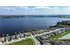 Overhead shot of homes in lakeside community, featuring easy water access at 153 Summershore Dr, Auburndale, FL 33823