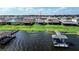 Aerial view of the neighborhood showcasing waterfront homes, private docks, and lake access at 153 Summershore Dr, Auburndale, FL 33823