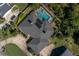 Bird's eye view of home with a pristine pool, surrounded by trees and well-maintained grounds at 2506 Partridge Dr, Winter Haven, FL 33884