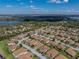A beautiful aerial view of a home in a Lake Ashton community, featuring a scenic lake view and well-maintained yards at 5304 Nicklaus Dr, Winter Haven, FL 33884