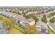An aerial view of the neighborhood showcasing homes with screened-in pools at 7759 Basnett Cir, Kissimmee, FL 34747