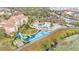 The community pool and waterpark features are captured in this aerial view at 7759 Basnett Cir, Kissimmee, FL 34747