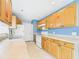 Bright kitchen featuring upper cabinets with graphics, tile floor, and white appliances at 91 W Cedarwood Cir, Kissimmee, FL 34743
