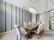 Dining room featuring textured wallpaper, modern chandelier, and seating for six at 2204 Kettle Dr, Orlando, FL 32835