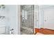 Contemporary bathroom with glass shower, marble accents, and modern toilet at 2300 N Scenic Hwy # 61, Lake Wales, FL 33898