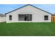 Well-maintained backyard with lush green grass and covered patio of a home at 412 Savanna Pointe St, Winter Haven, FL 33884