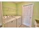 Bright laundry room with a washer, dryer, and shelving for storage at 990 Brooke Rd, Fort Meade, FL 33841
