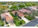 An aerial shot of a residential neighborhood featuring green grass, trees, and tile roofs at 208 Lake Region S Blvd, Winter Haven, FL 33881