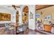 Bright dining room featuring brick floors, arched ceilings, and a view into the home's luxurious living spaces at 2300 N Scenic Hwy # 56, Lake Wales, FL 33898