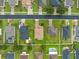 Aerial top-down view showcases the home's roof, driveway, and surrounding landscaped yard at 10234 Lenox St, Clermont, FL 34711