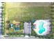 Aerial view of a community pool, playground, sports field and parking area at 1108 Zion Dr, Haines City, FL 33844