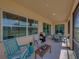 Expansive outdoor patio with screened enclosures, multiple seating areas, and serene views of the property at 1124 Sawgrass Dr, Winter Haven, FL 33884